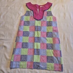 Vineyard Vines girls size 14 multi colored whale block shift, EUC